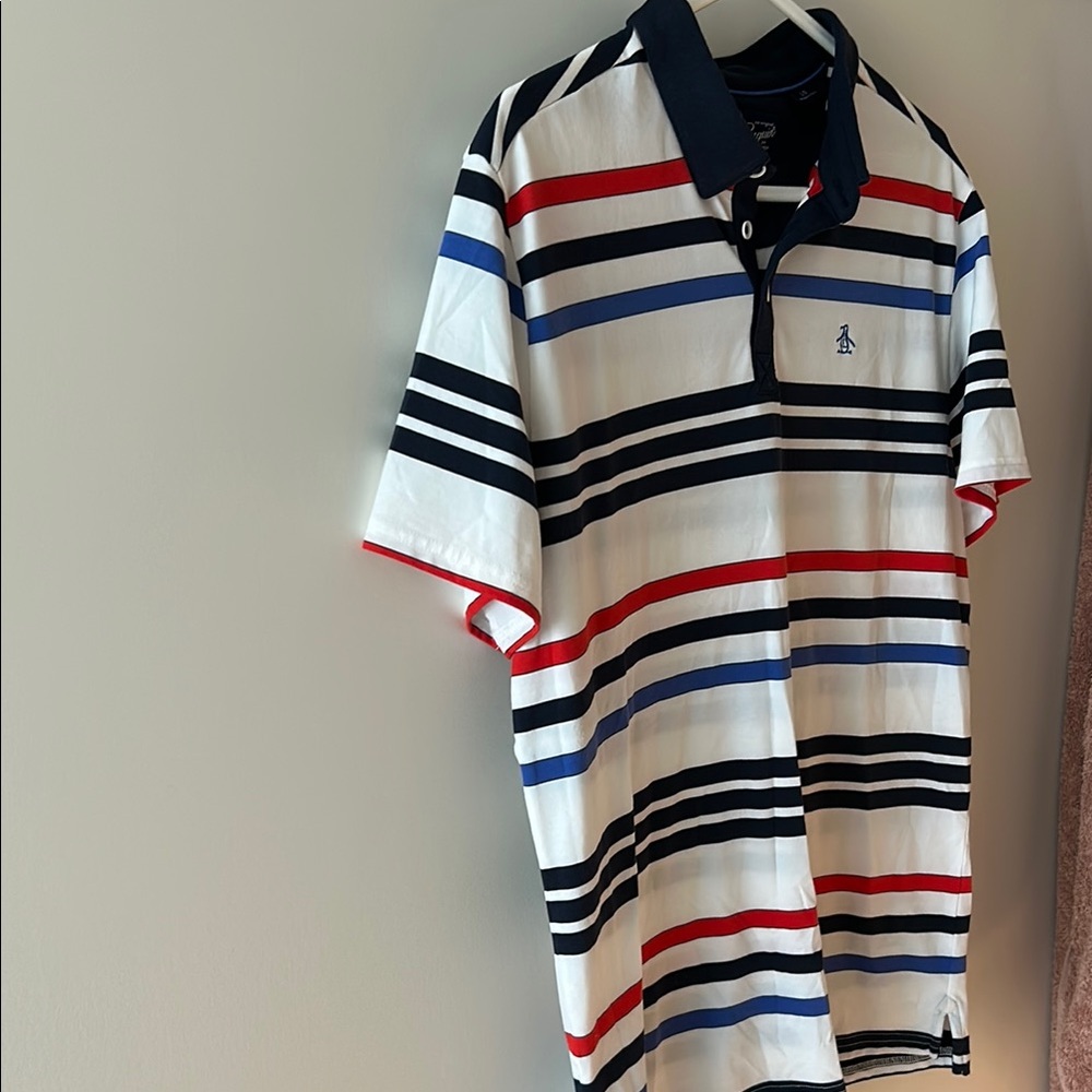 Original Penguin Polo Shirt in Blue and Red Stripes - Picture 1 of 5